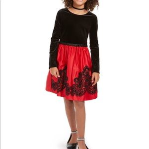 NWT Rare Editions Big Girls Flocked Velvet Dress
